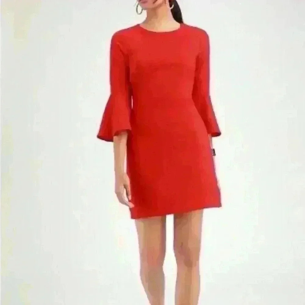 LULUS - TOMATO RED DRESS BELL SLEEVES
